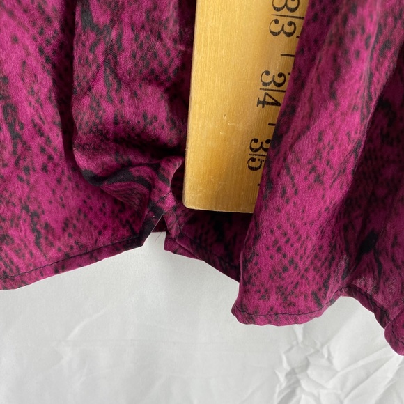 Black Tape Womens Plus Size X Ruffled Dress Magenta Snake Print Blouson Sleeve - Picture 12 of 12